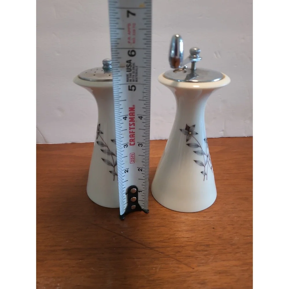 Vintage Lenox Princess X-516 Salt & Pepper Mill Set USA Floral Gray Ivory